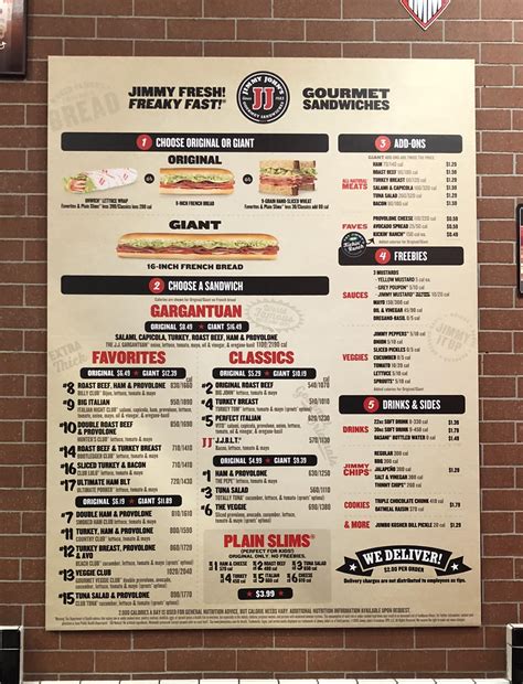 Jimmy John Printable Menu