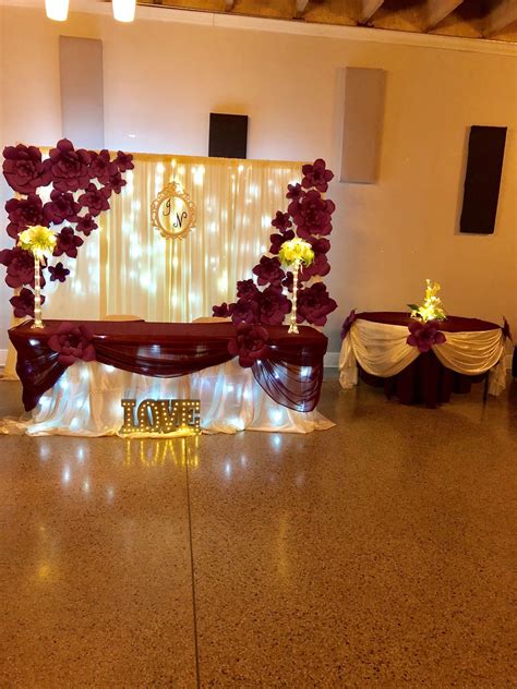 Color Burgundy Quince Decorations Quinceanera Decorations Wedding Table