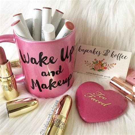 Pink Wake Up And Makeup Mug Etsy Mugs Makeup Wake