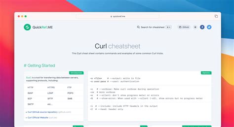 Curl Command Cheat Sheet And Quick Reference