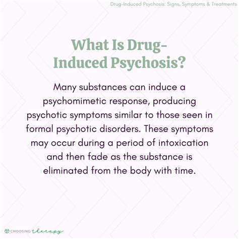 drug induced psychosis symptoms causes and treatments