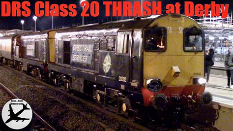 class 20 thrash 20302 and 20305 at derby drs class 20 farewell railtour 18 01 20 youtube