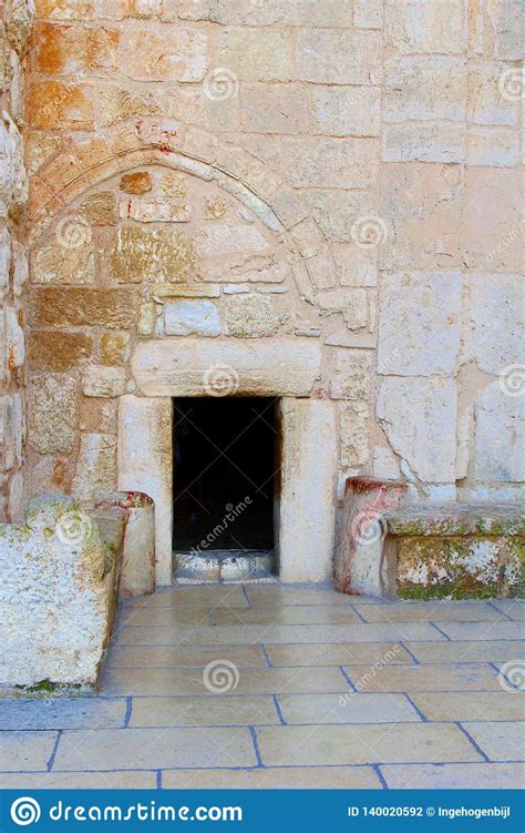 Entrance Of Nativity Church Jesus Birthplace Bethlehem Stock Photo