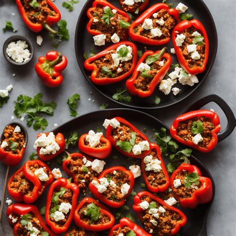 Chilli Stuffed Peppers With Feta Topping Recipe