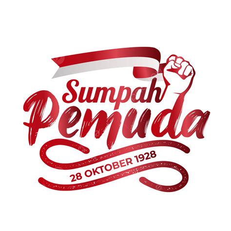 Greeting Of Sumpah Pemuda With Red And White Ribbon Indonesia
