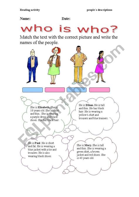 Who Is Who Esl Worksheet By Beacantabria