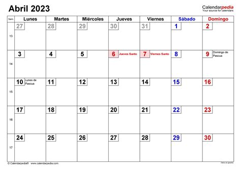 Calendario Abril 2023 Calendarpedia