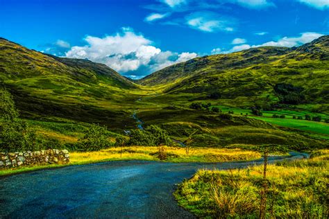 2200x1467 Clouds Countryside Dirt Road Field Grass Highlands