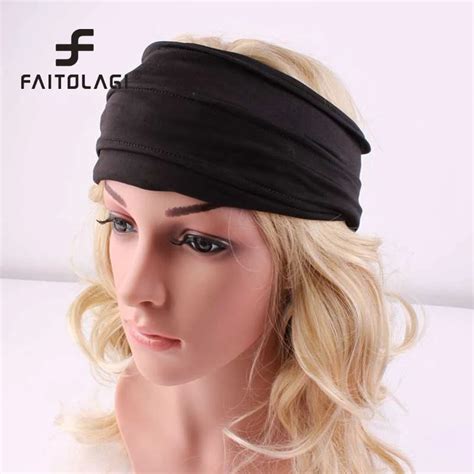 Fashion Solid Color Women Elastic Adjustable Headband Wide Wrapped