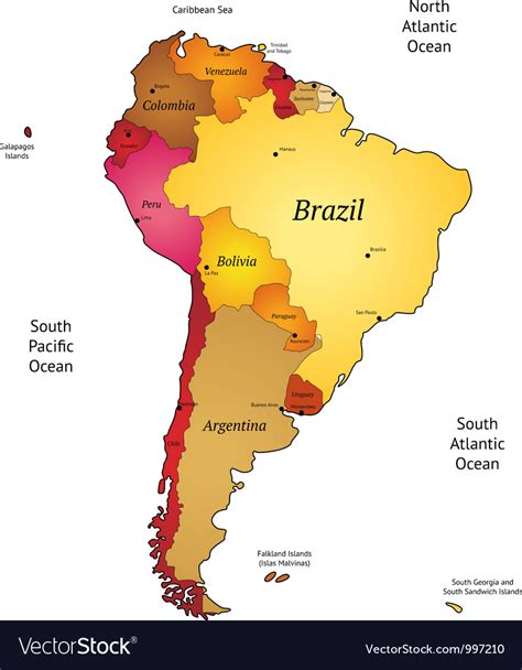 Map Latin America Royalty Free Vector Image Vectorstock