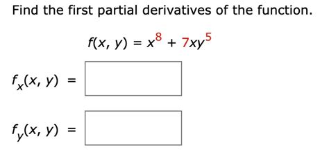 Solved Find The First Partial Derivatives Of The Function