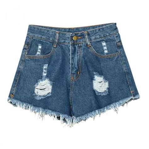 Fantadool Sexy Women High Waist Ripped Hole Denim Jeans Shorts Fraying Edges Short Pants