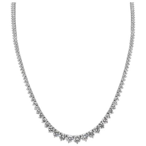 701 Carat Total Diamond Graduated Riviera Necklace In 18 Karat White