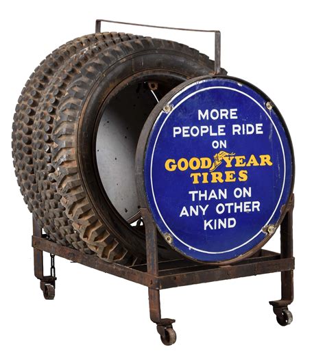 Lot Detail Original Goodyear Tire Rack Porcelain Signs With Tires