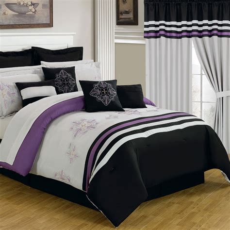 Looking for bedroom colour ideas? Purple Black and White Bedding Sets: Drama Uplifted