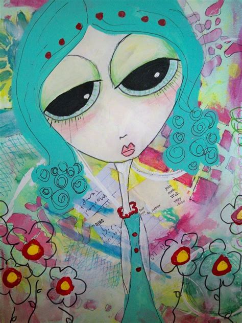 Whimsical Girl In Blue Big Eyes Paintings Painting Whimsical