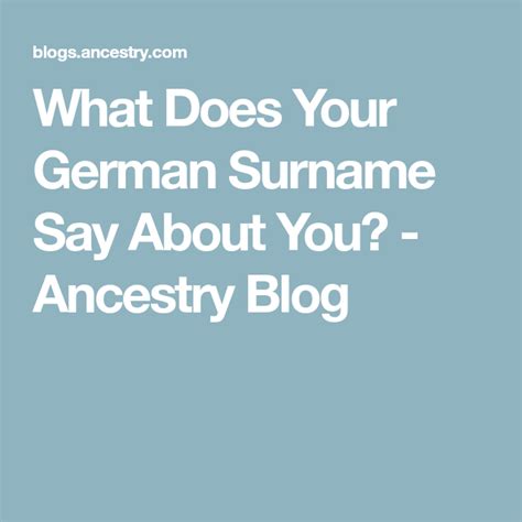 What Does Your German Surname Say About You Ancestry Blog Ancestry