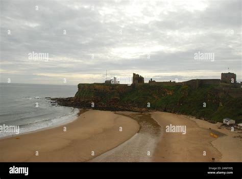 King Edwards Bay Tynemouth With View Of Tynemouth Priory On Top Of