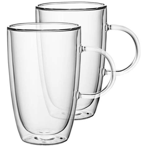 Villeroy And Boch 11 7243 8088 Artesano Barista 15 5 Oz Double Wall Glass Cup With Handle 2 Set