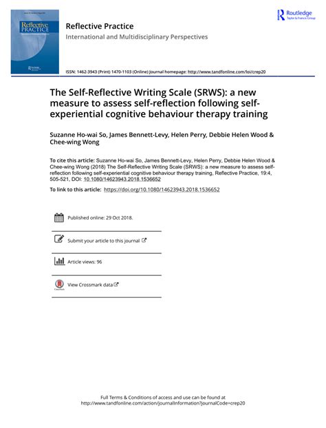Pdf The Self Reflective Writing Scale Srws A New Measure To Assess