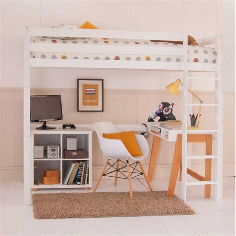 Buddy Beech High Sleeper Loft Bed With Desk And Storage White Barker And Stonehouse