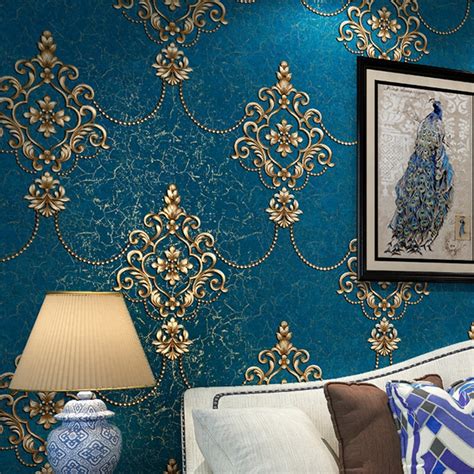 Here are only the best imperial wallpapers. European Style Luxury Damask Wallpaper Roll 3D Embossed ...