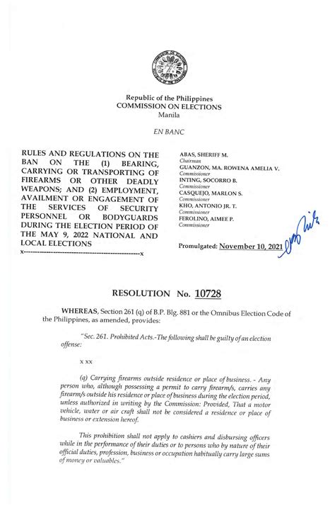 Comelec Joint Resolution Number 10728 Constitutional Law Studocu