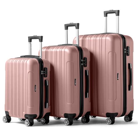 Zimtown 3 Piece Nested Spinner Suitcase Luggage Set With Tsa Lock Rose