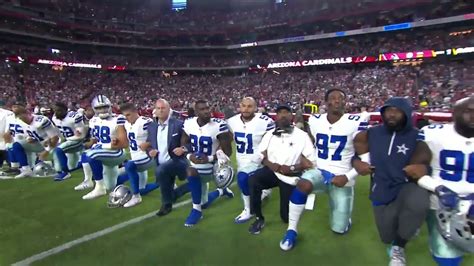 Jerry Jones And Dallas Cowboys Kneel Prior To National Anthem Cowboys V