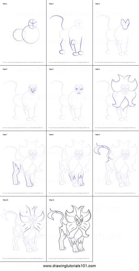Make sure that the work. How to Draw Pyroar from Pokemon printable step by step ...