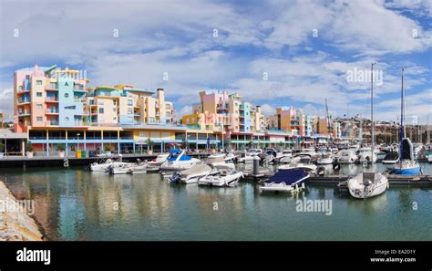 Colourful Buildings In Albufeira Marina Algarve Portugal Stock Photo