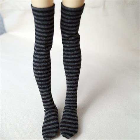 Bjd Grey Strips Stockings Socks Sexy For 13 24 60cm 14 17 44cm Tall Bjd Doll Sd Msd Dk Dz