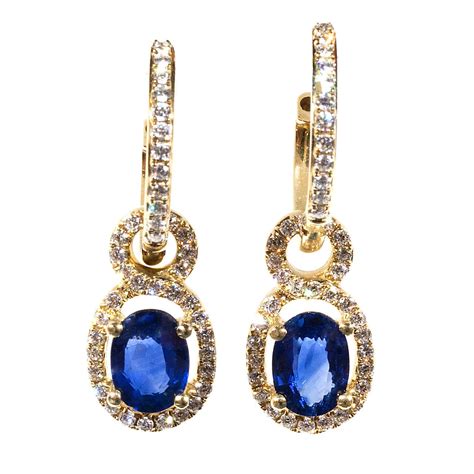 Cornflower Sapphire Diamond Gold Huggie Earrings At 1stdibs