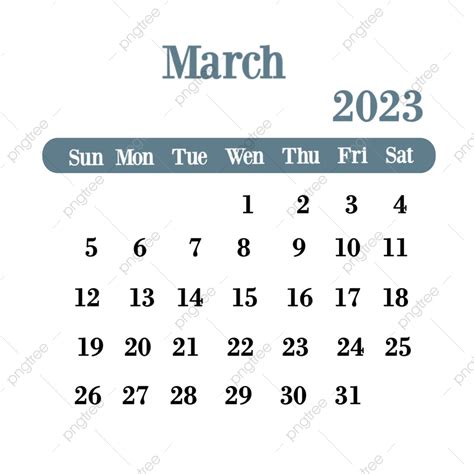 March 2023 Calendar Png Transparent March 2023 Calendar With Soft