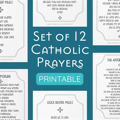 Catholic Prayer Print Set Of 12 Catholic Prayer Printable Christian