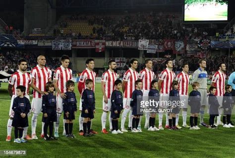 Olympiakos Players Pose Before The Uefa Champions League Football