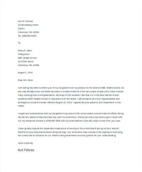 School Resignation Letter Example