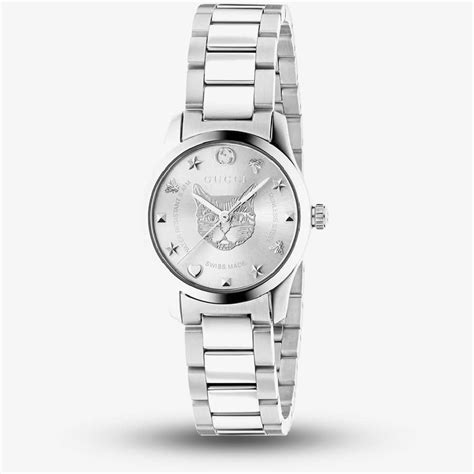 Gucci Ladies G Timeless Mystic Cat Dial Stainless Steel Watch Ya126595