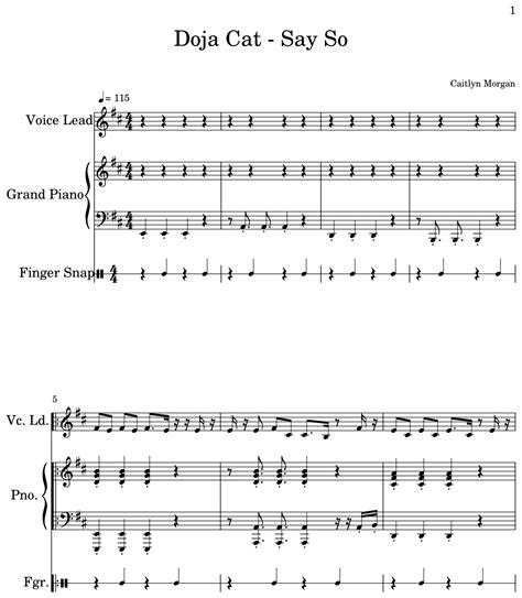 Doja Cat Say So Sheet Music For Voice Lead Piano Finger Snap