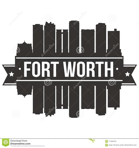 Ikonen Vektor Art Design Skyline Flat City Schattenbild Editable Schablone Fort Worths Texas