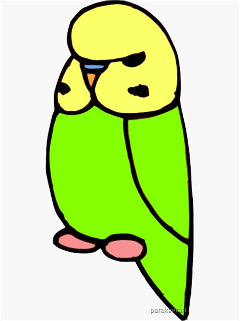 Green English Budgie Sticker For Sale By Parakeetart Redbubble