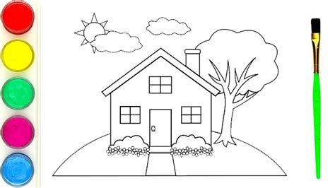How To Draw A House House Drawing For Kids Draw A House With Tree