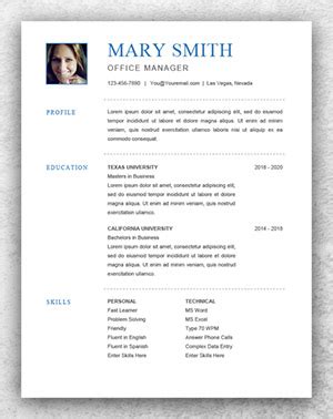 The personal profile template comes with four customizable premade color schemes. personal profile template word - Matah