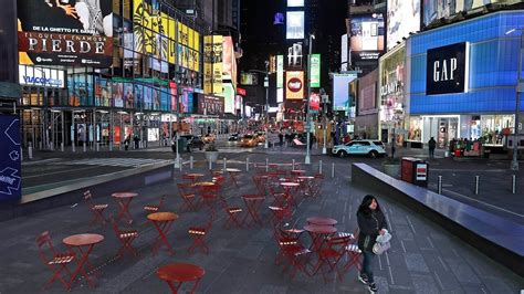 Times Square Empty During Morning Rush Hour In Manhattan On Air