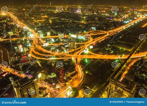 Traffic At Night Light From Car On Expressway Stock Image Image Of