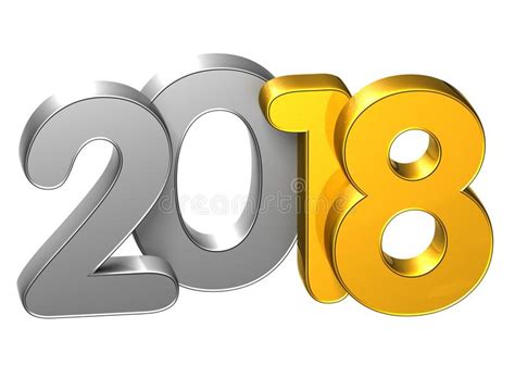 3d Gold New Year 2018 On White Background Stock Illustration