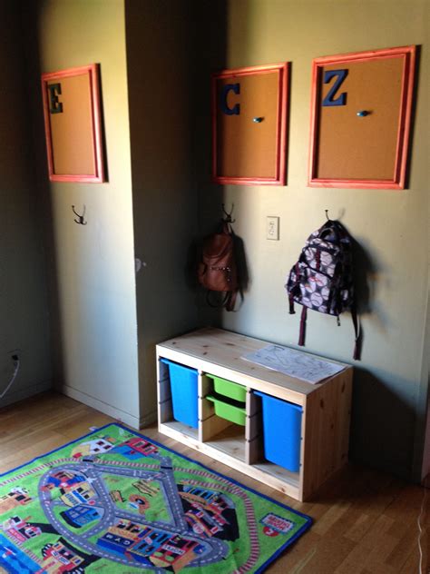 Backpack Stations With A Board For Notes And Hooks For Backpacks And