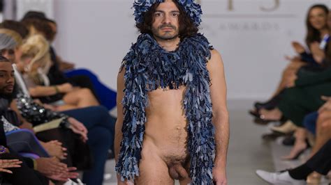 Nude Male Model At Dutch Fashion Show Catwalk Runway