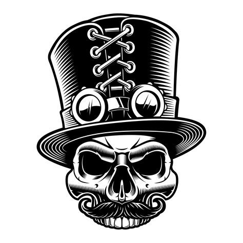 Vector Illustration Of A Steampunk Skull In Top Hat 539396 Vector Art