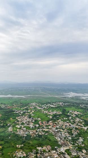 Aerial View Of Mirpur Azad Kashmir City With Fluffy Clouds Drone